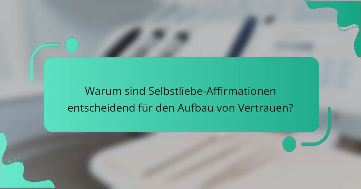 Warum sind Selbstliebe-Affirmationen entscheidend für den Aufbau von Vertrauen?