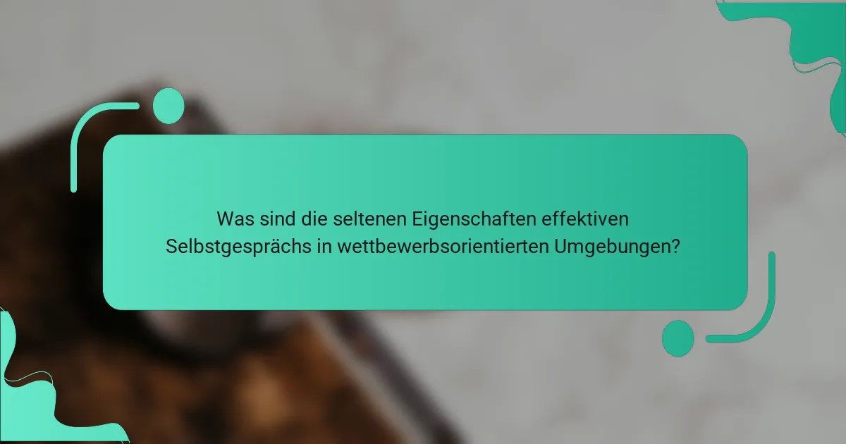 Was sind die seltenen Eigenschaften effektiven Selbstgesprächs in wettbewerbsorientierten Umgebungen?