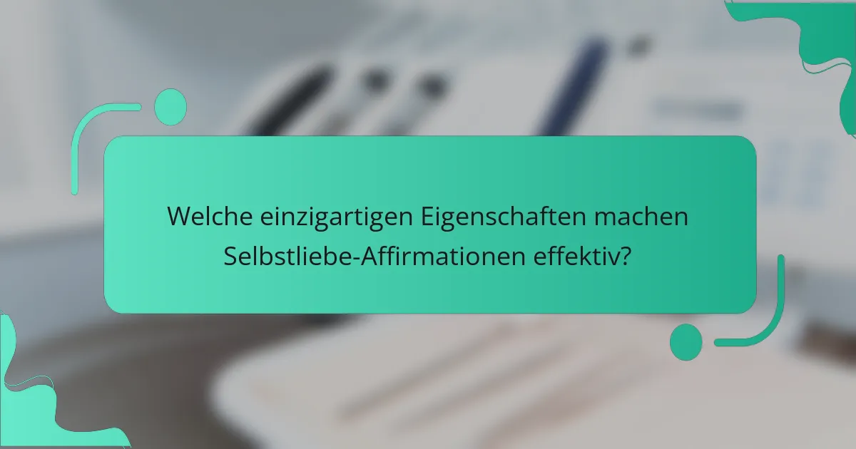 Welche einzigartigen Eigenschaften machen Selbstliebe-Affirmationen effektiv?