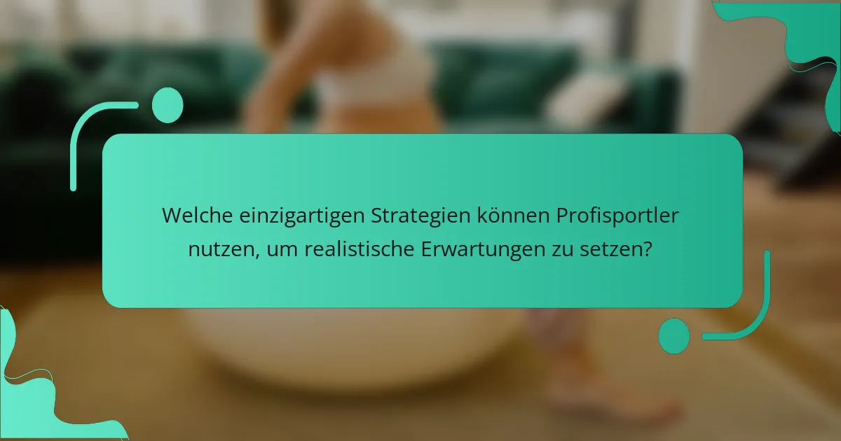 Welche einzigartigen Strategien können Profisportler nutzen, um realistische Erwartungen zu setzen?