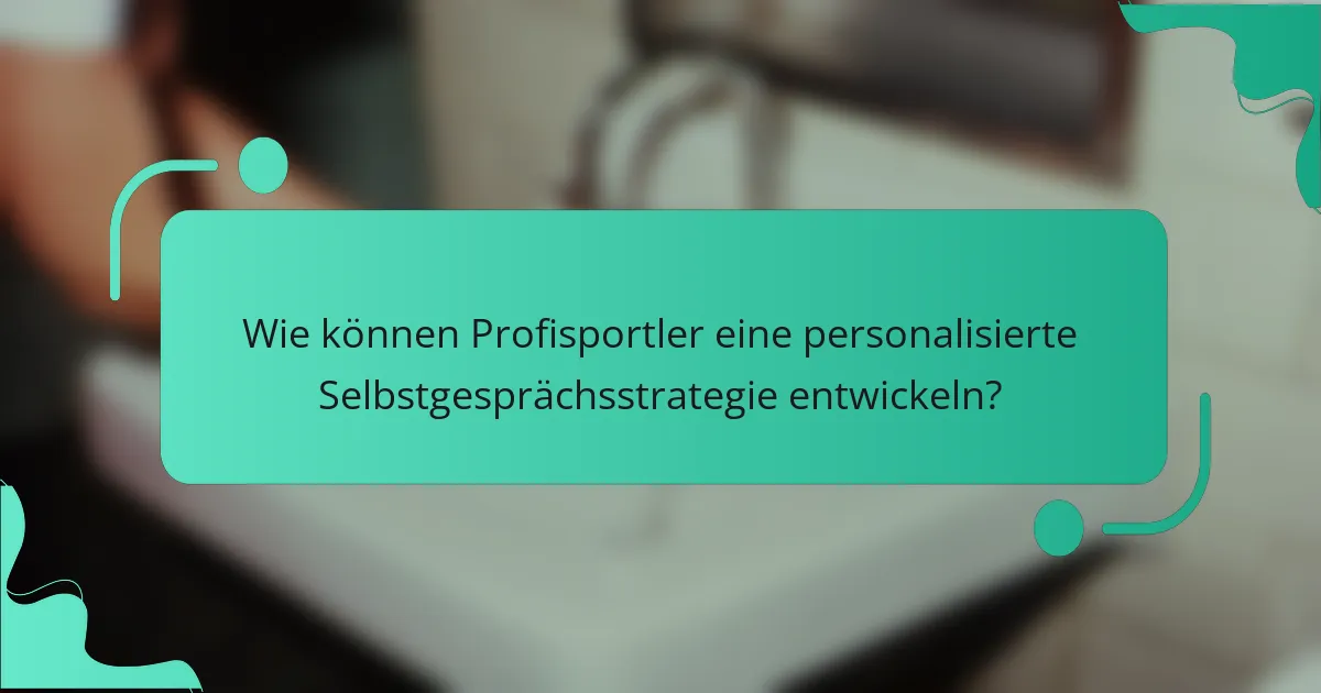 Wie können Profisportler eine personalisierte Selbstgesprächsstrategie entwickeln?